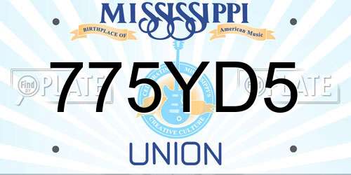 775YD5 Mississippi License Plate