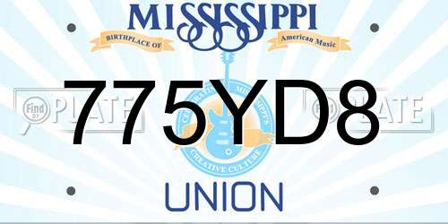 775YD8 Mississippi License Plate