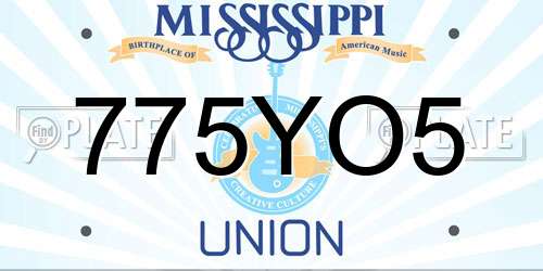 775YO5 Mississippi License Plate