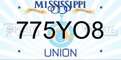 775YO8 Mississippi License Plate