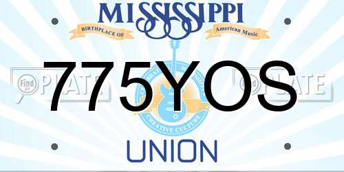 775YOS Mississippi License Plate