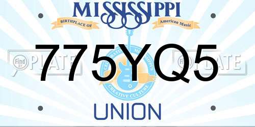 775YQ5 Mississippi License Plate