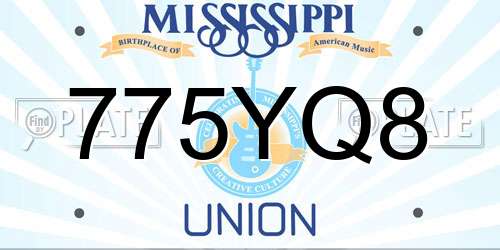 775YQ8 Mississippi License Plate