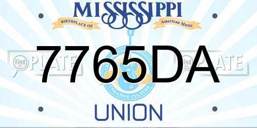 7765DA Mississippi License Plate