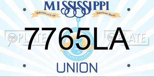 7765LA Mississippi License Plate