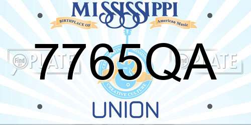 7765QA Mississippi License Plate
