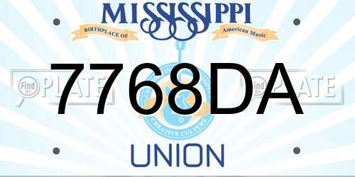 7768DA Mississippi License Plate