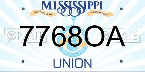 7768OA Mississippi License Plate