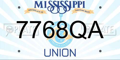 7768QA Mississippi License Plate