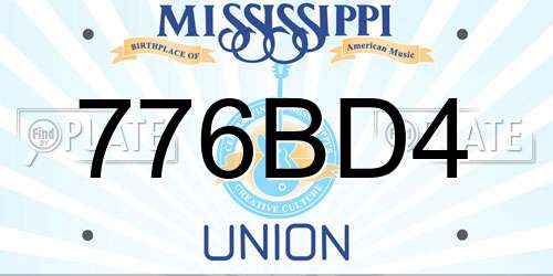 776BD4 Mississippi License Plate