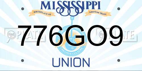 776GO9 Mississippi License Plate
