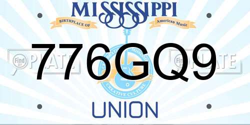 776GQ9 Mississippi License Plate