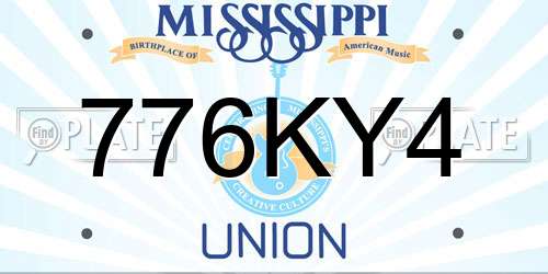 776KY4 Mississippi License Plate