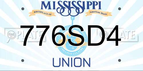 776SD4 Mississippi License Plate