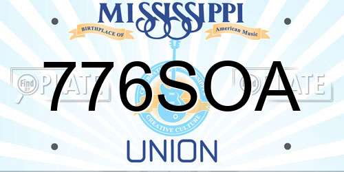 776SOA Mississippi License Plate