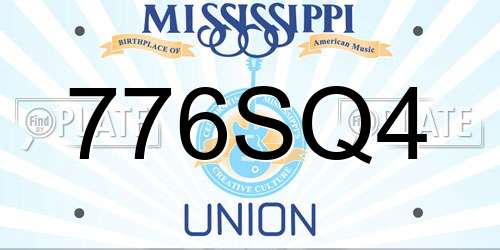 776SQ4 Mississippi License Plate
