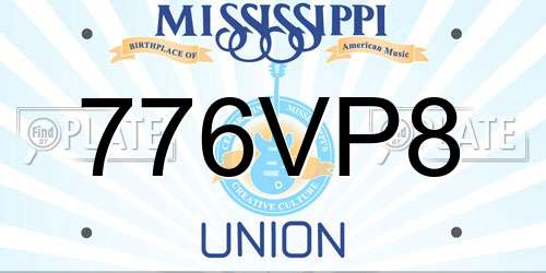 776VP8 Mississippi License Plate