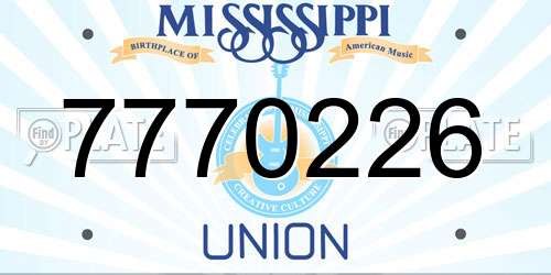 7770226 Mississippi License Plate