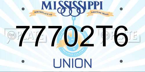 77702T6 Mississippi License Plate