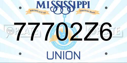 77702Z6 Mississippi License Plate