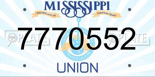 7770552 Mississippi License Plate