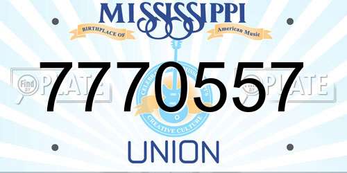 7770557 Mississippi License Plate
