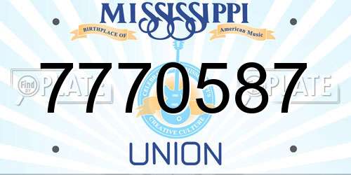 7770587 Mississippi License Plate