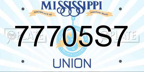 77705S7 Mississippi License Plate