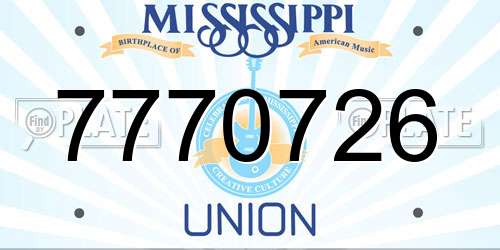 7770726 Mississippi License Plate