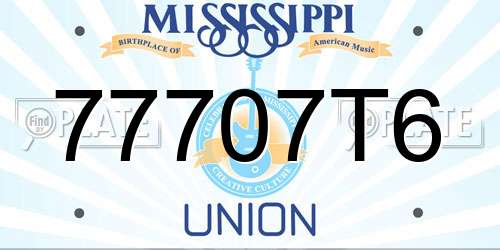 77707T6 Mississippi License Plate