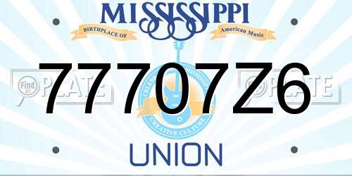 77707Z6 Mississippi License Plate