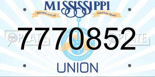 7770852 Mississippi License Plate