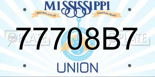 77708B7 Mississippi License Plate