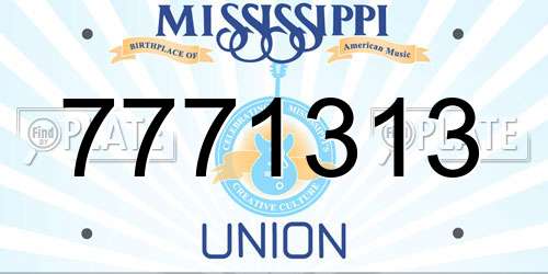 7771313 Mississippi License Plate