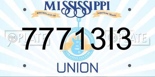 77713I3 Mississippi License Plate