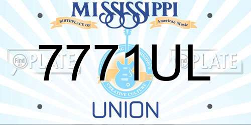 7771UL Mississippi License Plate