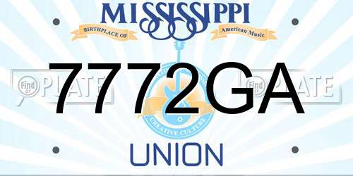 7772GA Mississippi License Plate