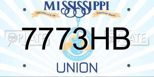 7773HB Mississippi License Plate