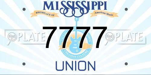 7777 Mississippi License Plate
