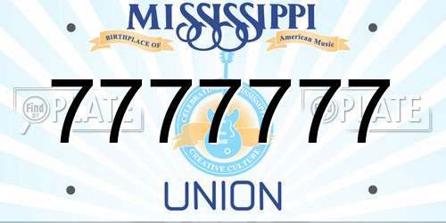 7777777 Mississippi License Plate