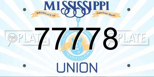 77778 Mississippi License Plate