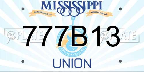 777B13 Mississippi License Plate