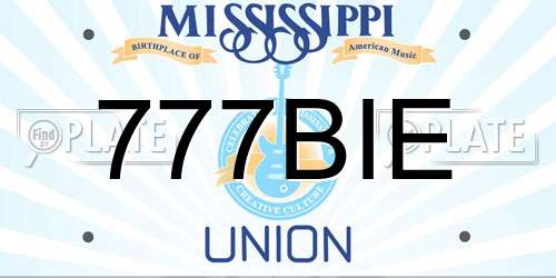 777BIE Mississippi License Plate