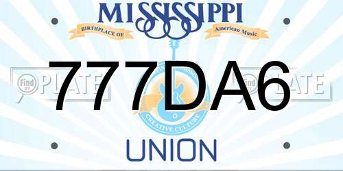 777DA6 Mississippi License Plate