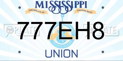 777EH8 Mississippi License Plate
