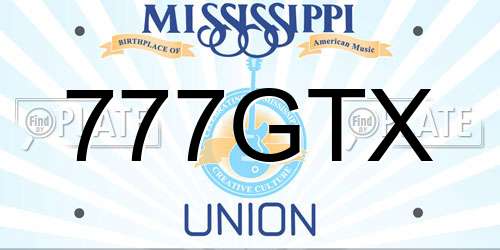 777GTX Mississippi License Plate