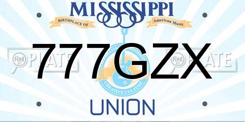 777GZX Mississippi License Plate