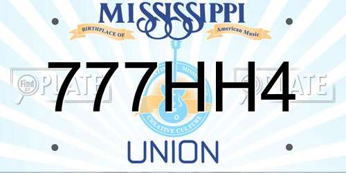 777HH4 Mississippi License Plate