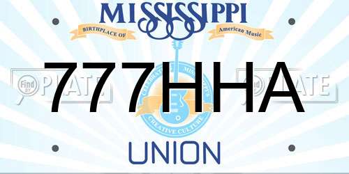 777HHA Mississippi License Plate