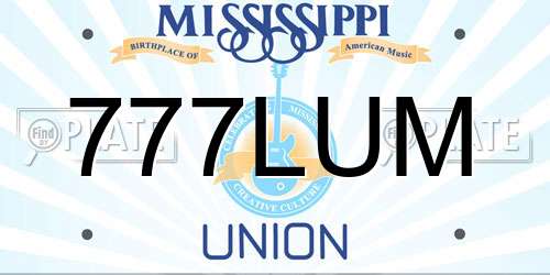 777LUM Mississippi License Plate
